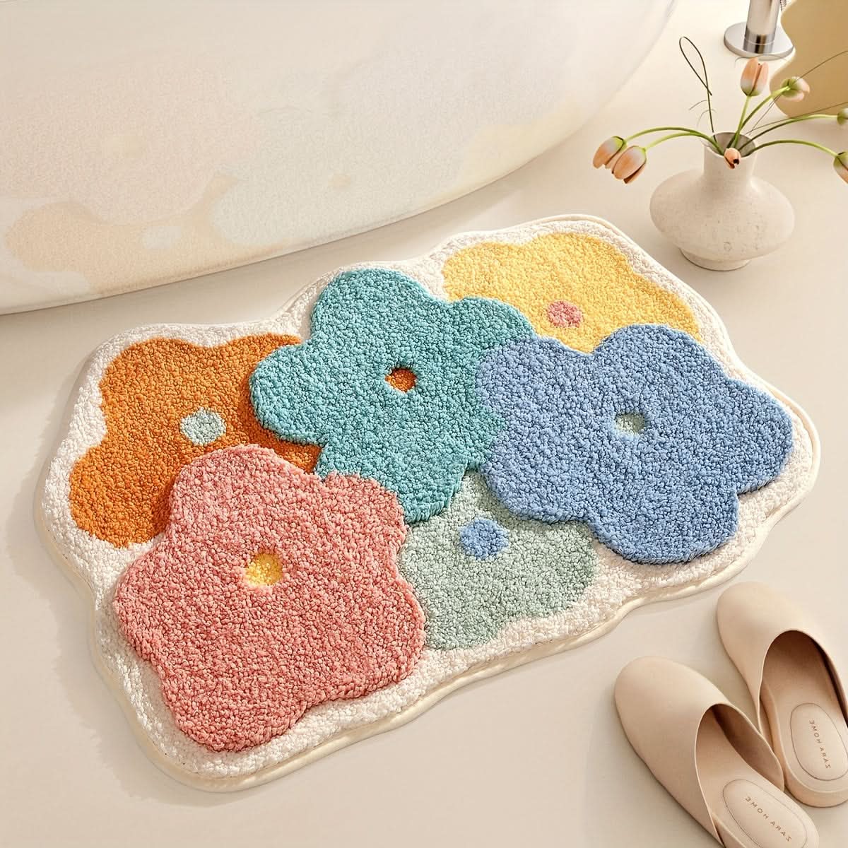 Skorter | FlorSoft - Extra absorbent bath mat with floral pattern