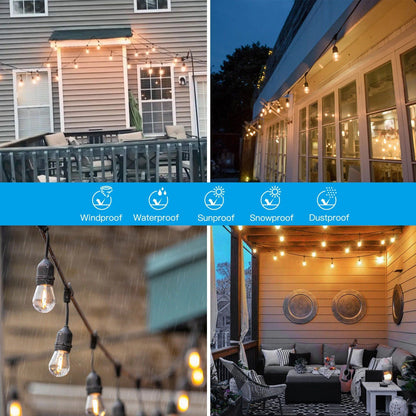 Skorter | 48 Ft. LED Light Chains Outdoor Commercial Quality Waterproof Bulbs