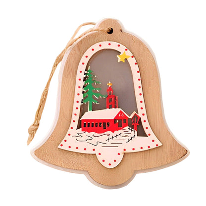 Skorter | 2 Pieces Wooden Modern Hanging Ornaments with Button Battery