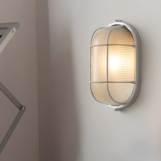 Skorter | 1-Light Retro Industrial Oval/Round Outdoor Wall Lamp