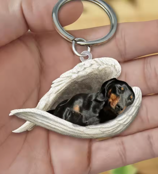 Skorter | Dachshund Sleeping Angel Acrylic Keychain