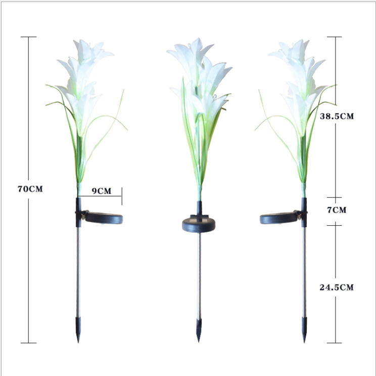 Skorter | Solar LED flower lights in lily shape – Color-changing garden lights with stake for outdoor areas