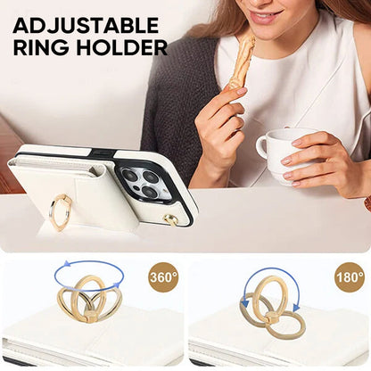 Skorter | Leather Wallet Case with Ring & Lanyard for iPhone