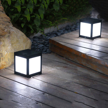 Skorter | Solar LED garden lantern in square design – decorative outdoor lighting for paths and terrace