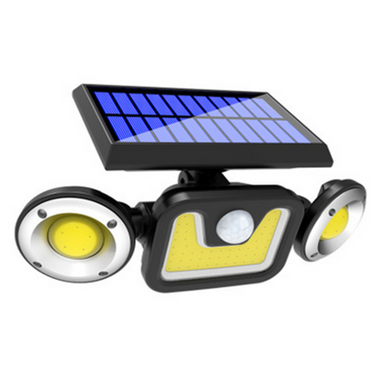 Skorter | Solar LED floodlight with motion sensor – 3-beam outdoor lighting for garden, yard, and garage
