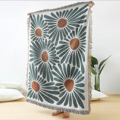 Skorter | Floral Daisy Woven Throw Blanket