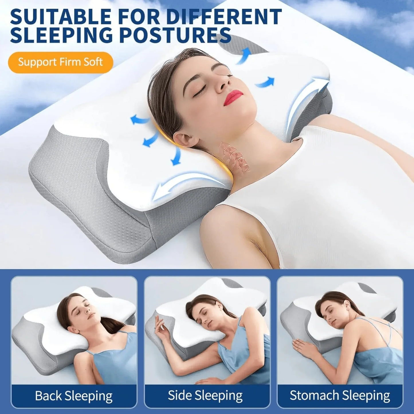 Skorter | Butterfly Memory Foam Pillow - Orthopedic Pain Relief Shaped Pillow