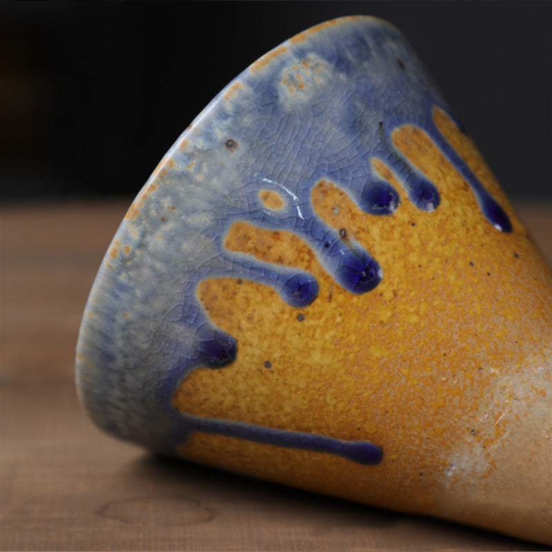 skorter | Coarse Ceramic Coffee Cup with Base Cone-Shaped Couture Cup & Base Set