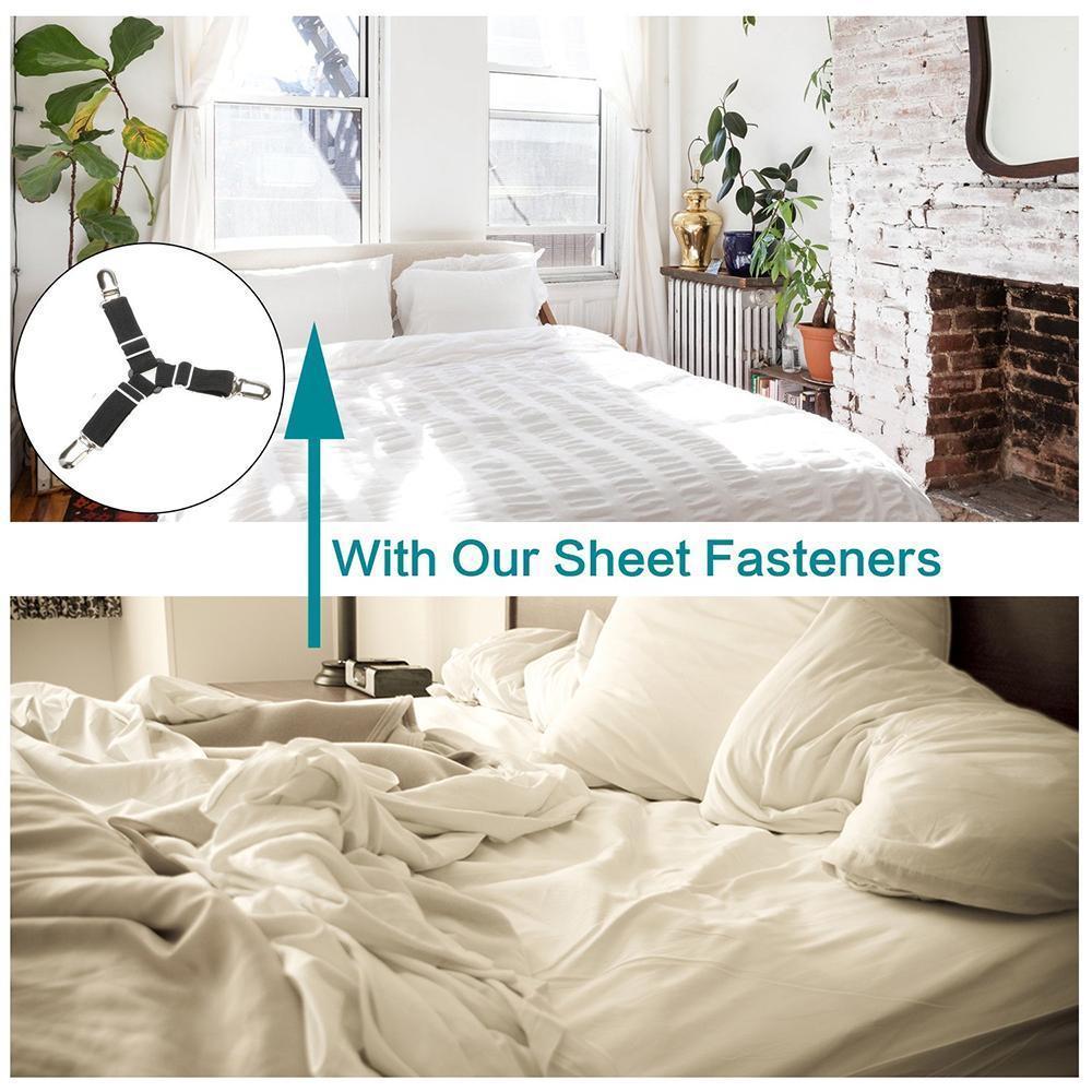 Skorter | Bed Sheet Tighter, 8-Pack Adjustable Triangular Elastic Band Straps