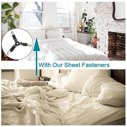 Skorter | Bed Sheet Tighter, 8-Pack Adjustable Triangular Elastic Band Straps