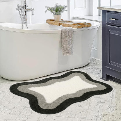 Skorter | Black Gradient Bath Mats, Carpet for Bathrooms, Cute Non-Slip Irregular Carpet for Shower Room