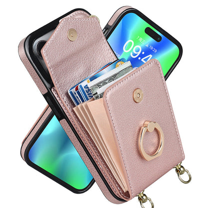 Skorter | Leather Wallet Case with Ring & Lanyard for iPhone