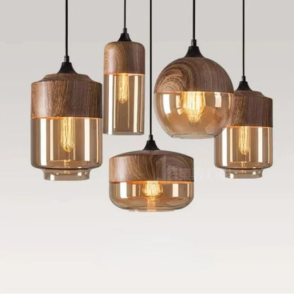 Skorter | EternaGlow Pendant Light made of Glass and Wood | Elegant Design for Your Home