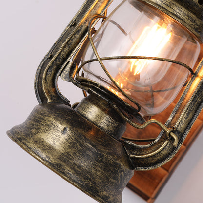 Skorter | Austin Vintage Wall Lamp Lantern, Brown, Living Room, Metal Wood