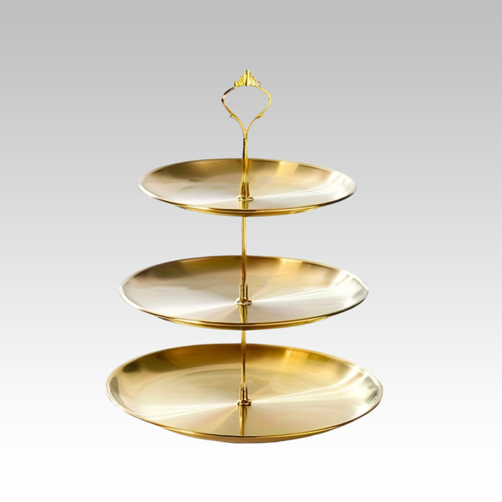 Skorter | SteelTower - 3-layer stainless steel cake stand | Serving platter for desserts and fruits