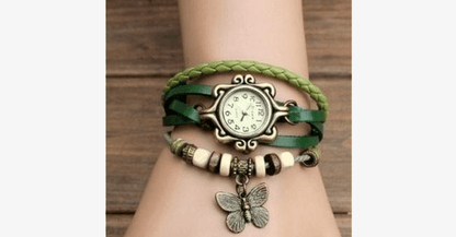Skorter | Butterfly Wrap Watches - Multicolored Genuine Leather Snap Back Watch