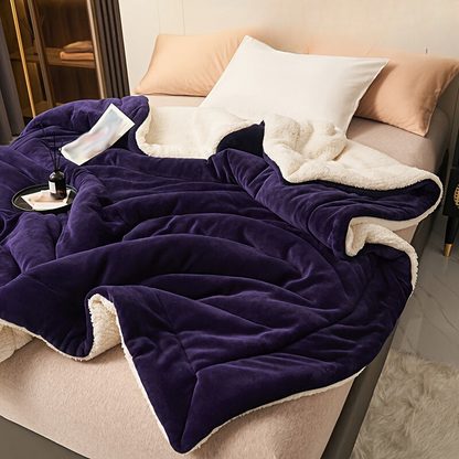Skorter | Dark Purple Double-sided Blanket of Milk Fleece and Lambswool – Casual and Comfortable for Sofa and Bed