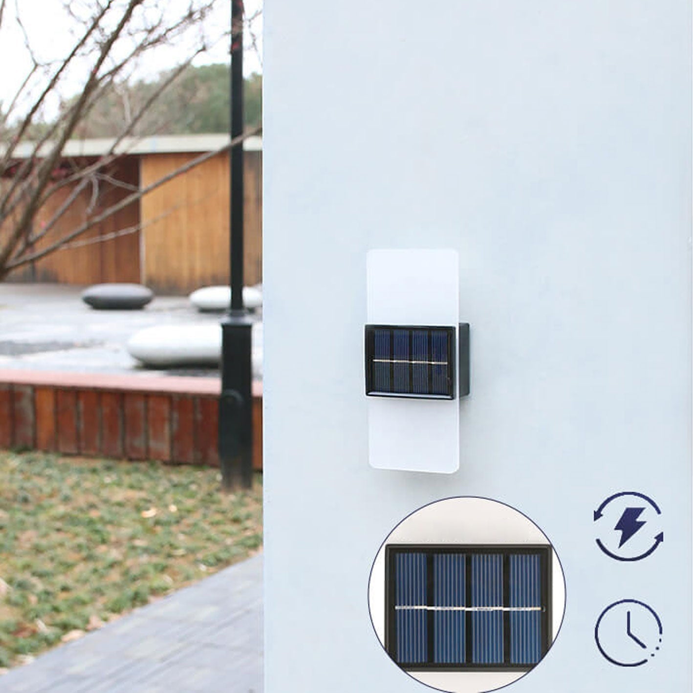 Skorter | LumaZen Solar LED Wall Lamp | Weatherproof | Solar Powered Outdoor Lighting | Garden & Patio Decor
