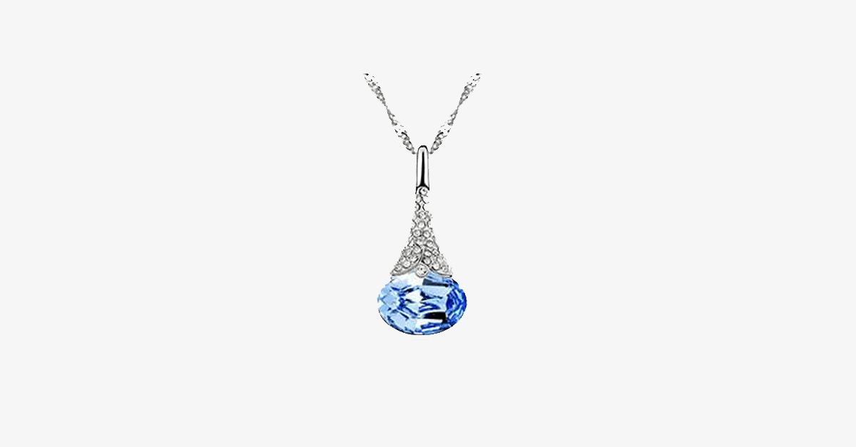 Skorter | Crystal Water Drop Pendant - Multicolored Austrian Crystals with Lobster Clasp