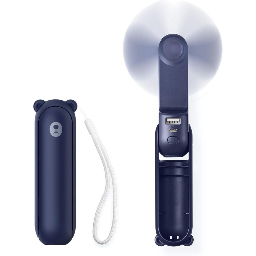 Skorter | 3 In 1 Handheld Mini Fan | USB Rechargeable, Foldable Design & Ideal for Travel, Camping, and Outdoor Activities