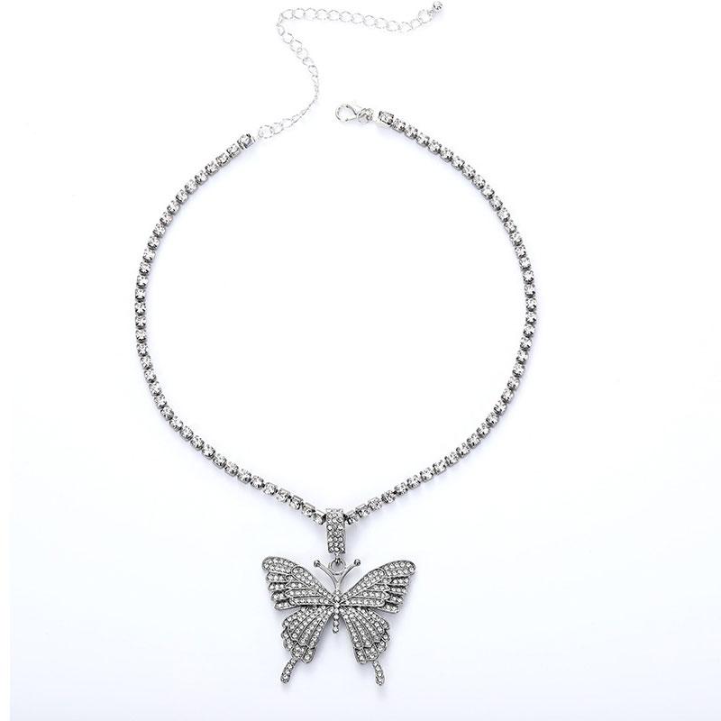 Skorter | Crystal Pave Butterfly Pendant Necklace