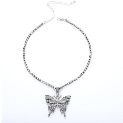Skorter | Crystal Pave Butterfly Pendant Necklace