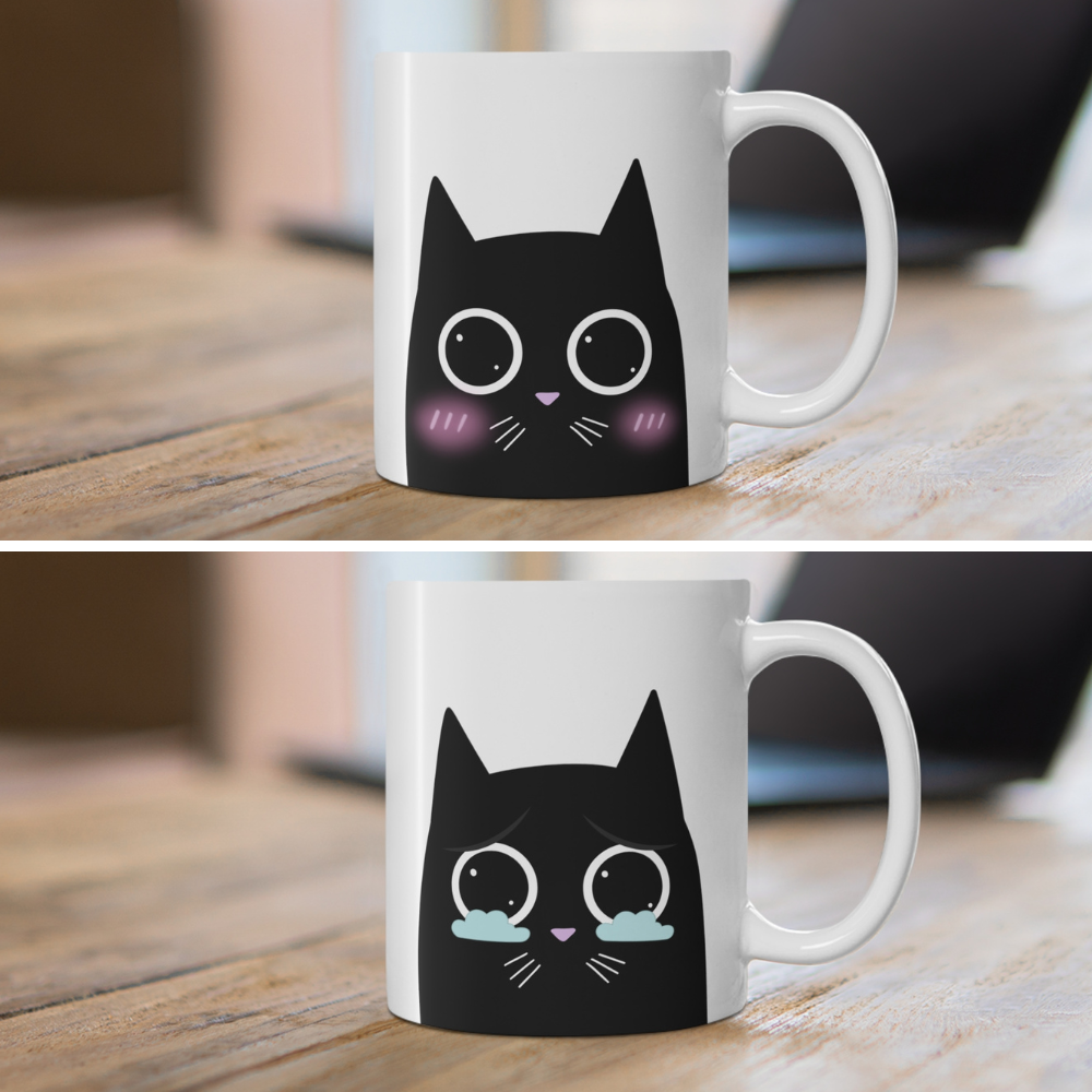 Skorter | Emotional Cat White Mug Set - 2 Pcs