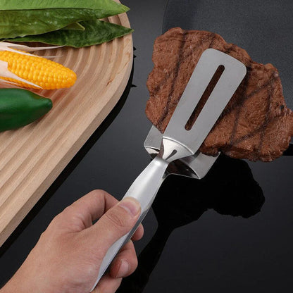 Skorter | Double-sided stainless steel turner with non-slip handle – Ideal for grilling and frying