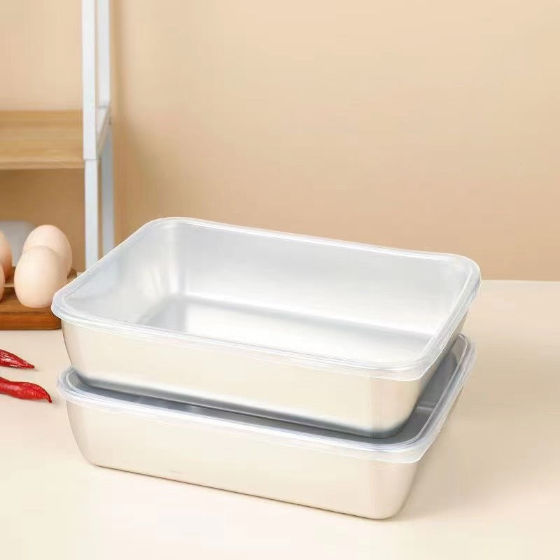 skorter | 304 Stainless Steel Square Plate with Lid Food Storage Container for the Kitchen