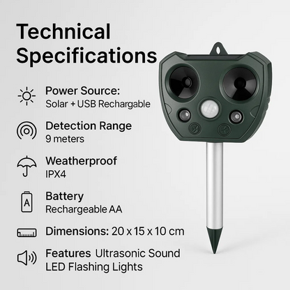 Skorter | Ultrasonic Bird & Pest Defender | Weatherproof, Solar-Powered & Effective for Garden Protection