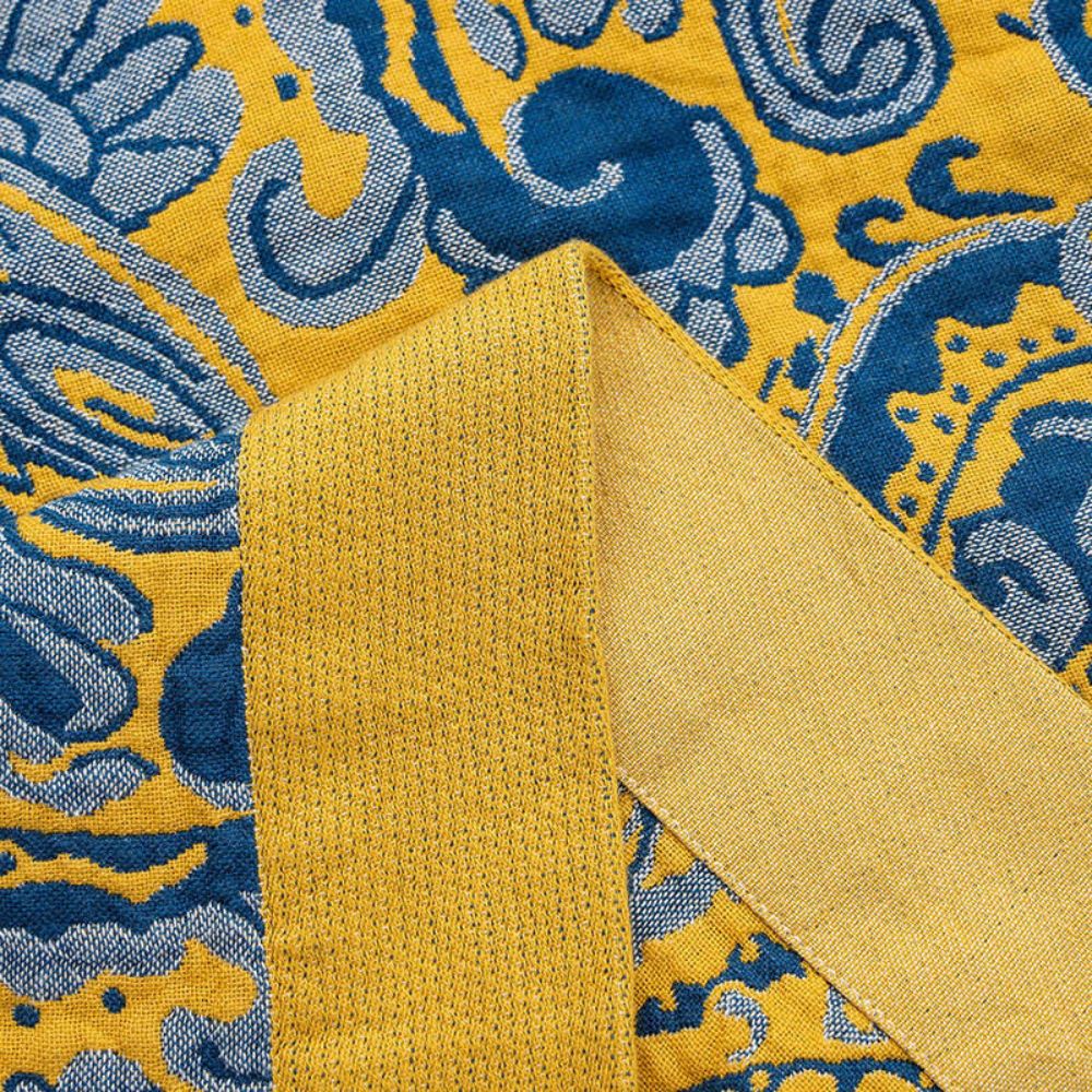 Skorter | Azure Golden Retro Cotton Blanket