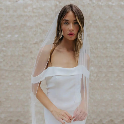 Skorter | Long Bridal Veil Crystal Pearls