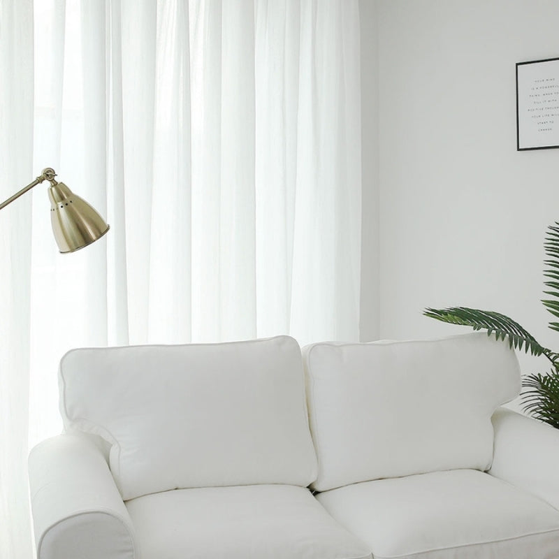 Skorter | Faye Linen Look Semi Transparent Curtains Soft Ceiling
