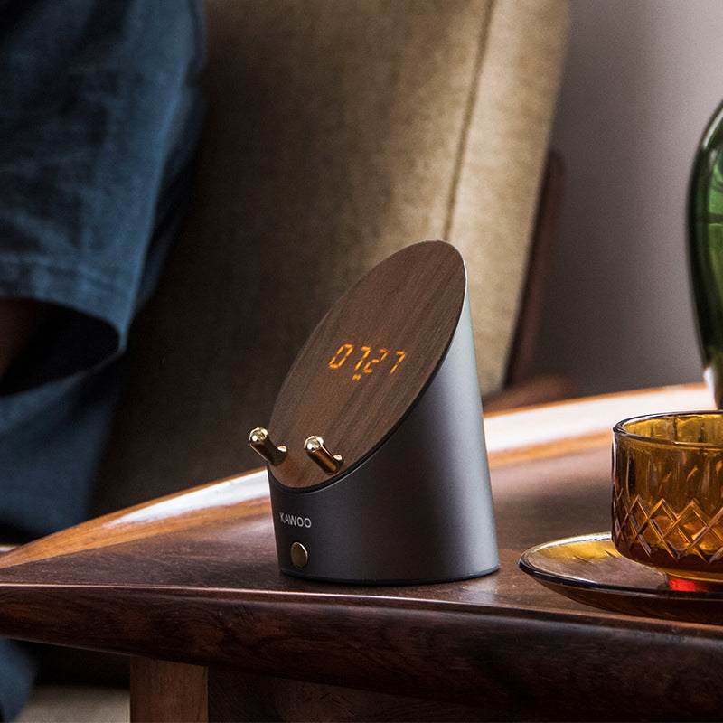 Skorter | Wireless Induction Bluetooth Desktop Mini Speaker, with Clock, Alarm, Phone Holder, No Bluetooth Connection Required