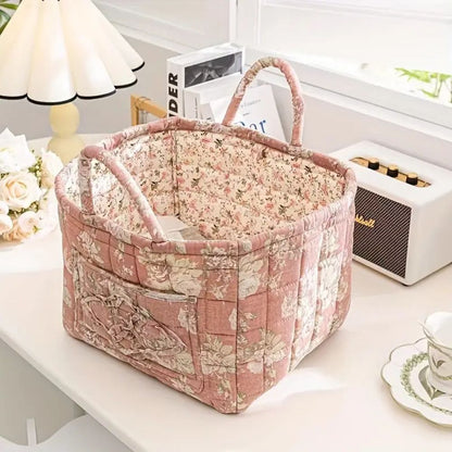 Skorter | Floral Canvas Storage Basket for Home Organization