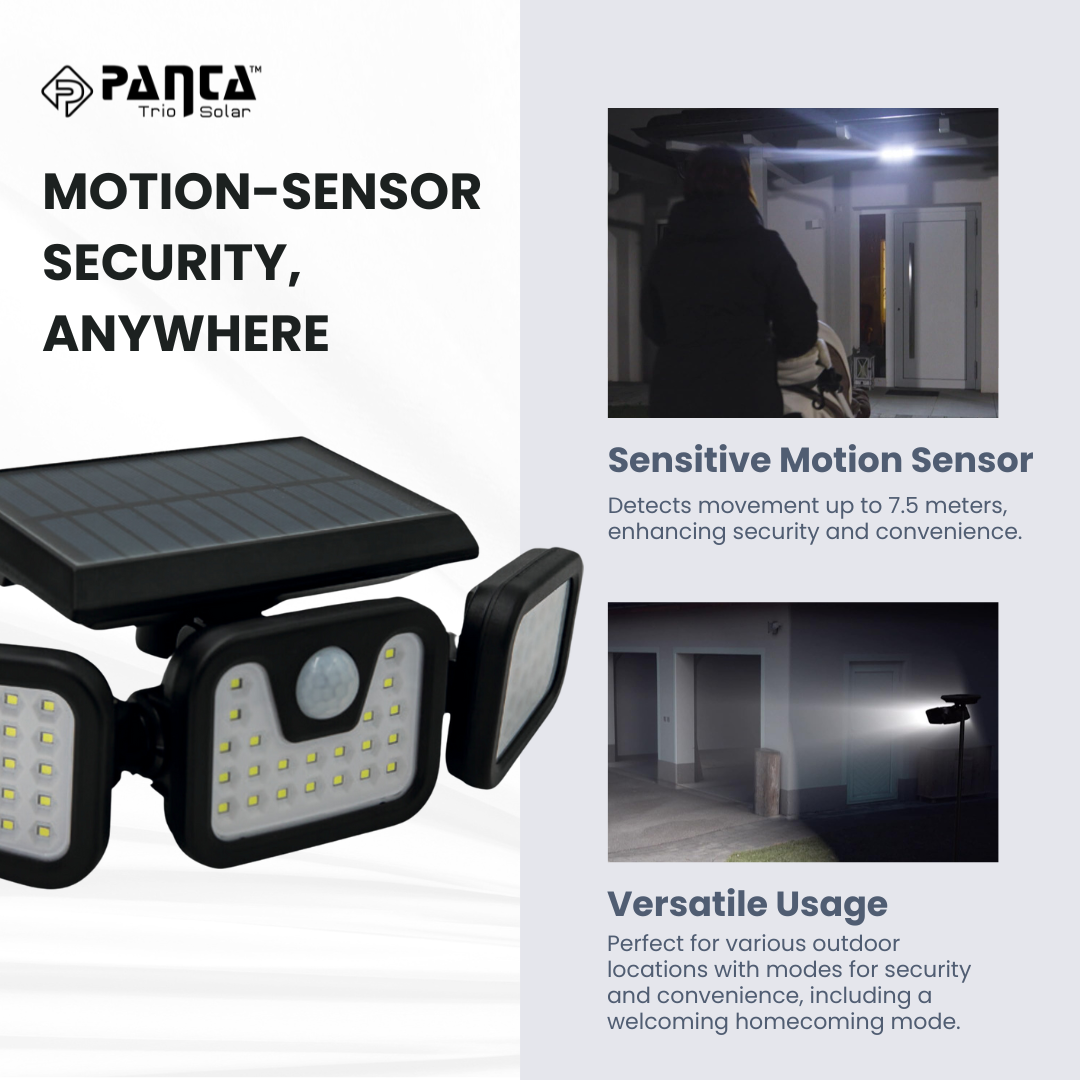 Skorter | Solar-Powered Outdoor Lights – Panta Trio with Motion Sensor for Garden & Security Lighting