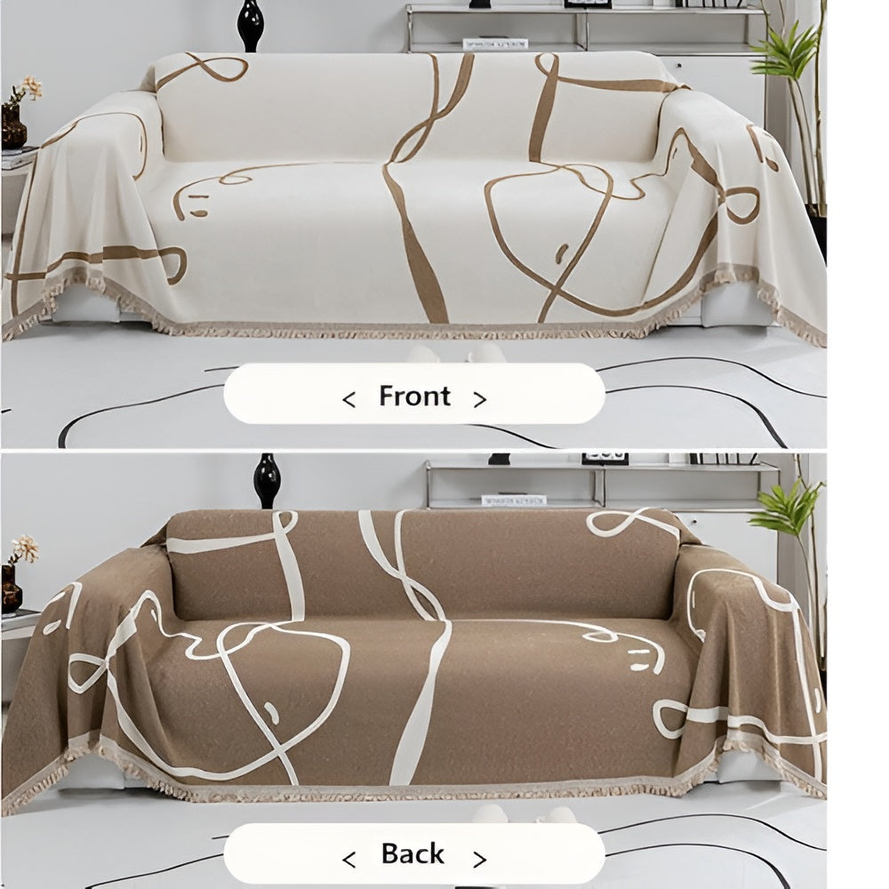 Skorter | Abstract Line Reversible Chenille Sofa Cover