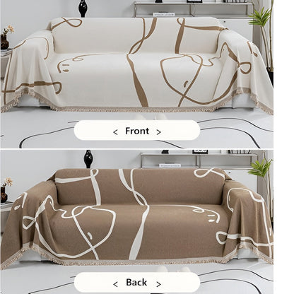 Skorter | Abstract Line Reversible Chenille Sofa Cover