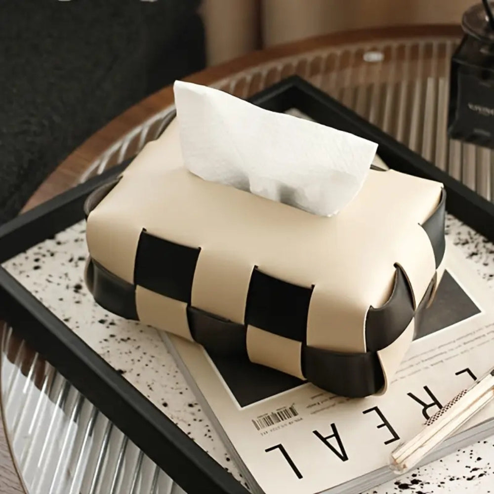 Skorter | Braided Vegan Leather Tissue Holder