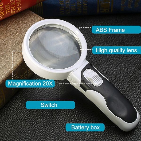 Skorter | 20X optical magnifying glass with LED light