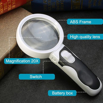 Skorter | 20X optical magnifying glass with LED light