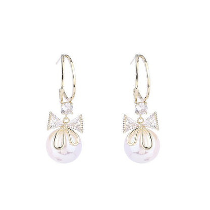 Skorter | Bow Pearl Earrings