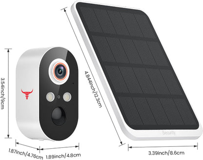 Skorter | 1080p Wireless Surveillance Camera with Solar Panel, AI Human Recognition, 2-Way Talk, Night Mode, 2.4G WiFi