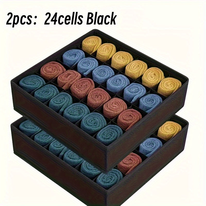 Skorter | 2-Pack Collapsible Sock and Underwear Organizer with 24 Pockets