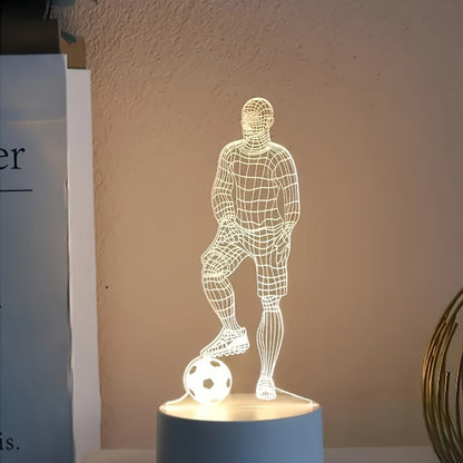 Skorter | SportGlow - 3D Football Player Illusion LED Table Lamp with Acrylic Dome