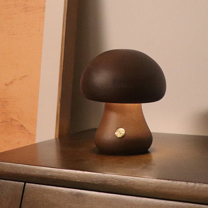 Skorter | LumoNight Wooden Mushroom Night Light – LED Bedside Lamp with Touch Control
