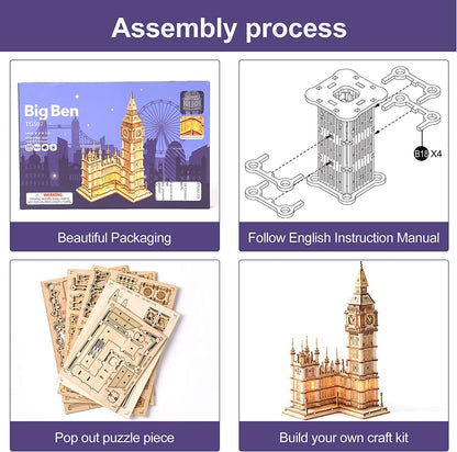 Skørter | 3D puzzle for adults Wooden craft set for teenagers DIY building model set with LED lights