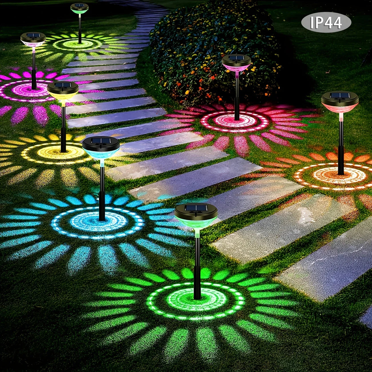 Skorter | Solar Garden Lamp with Color Change – LED Garden Lighting for Outdoor Use with Flower Pattern