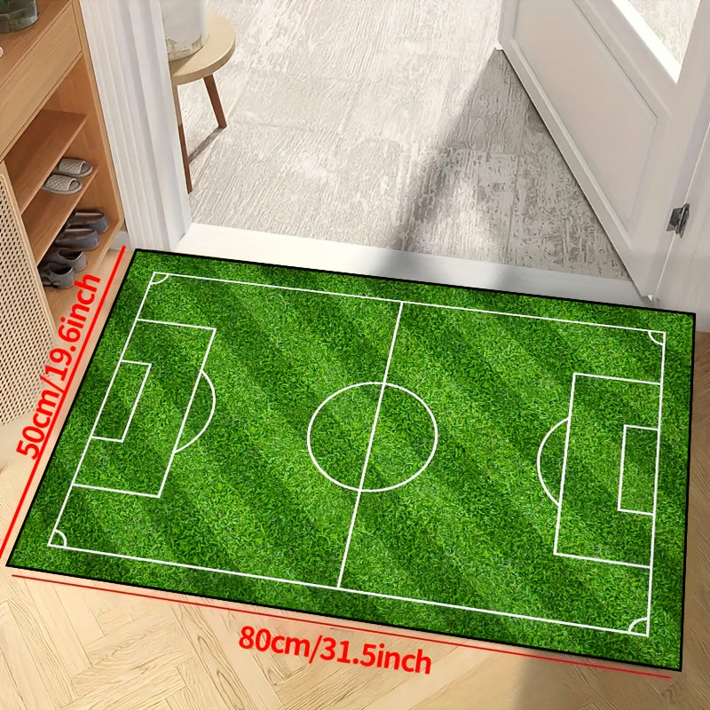 Skorter | Football Field Pattern Rug - Non-slip Washable Lounge Mat For Living Room, Bedroom, Garden or Game Room
