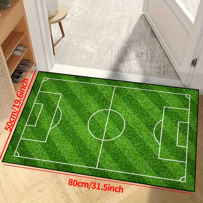 Skorter | Football Field Pattern Rug - Non-slip Washable Lounge Mat For Living Room, Bedroom, Garden or Game Room